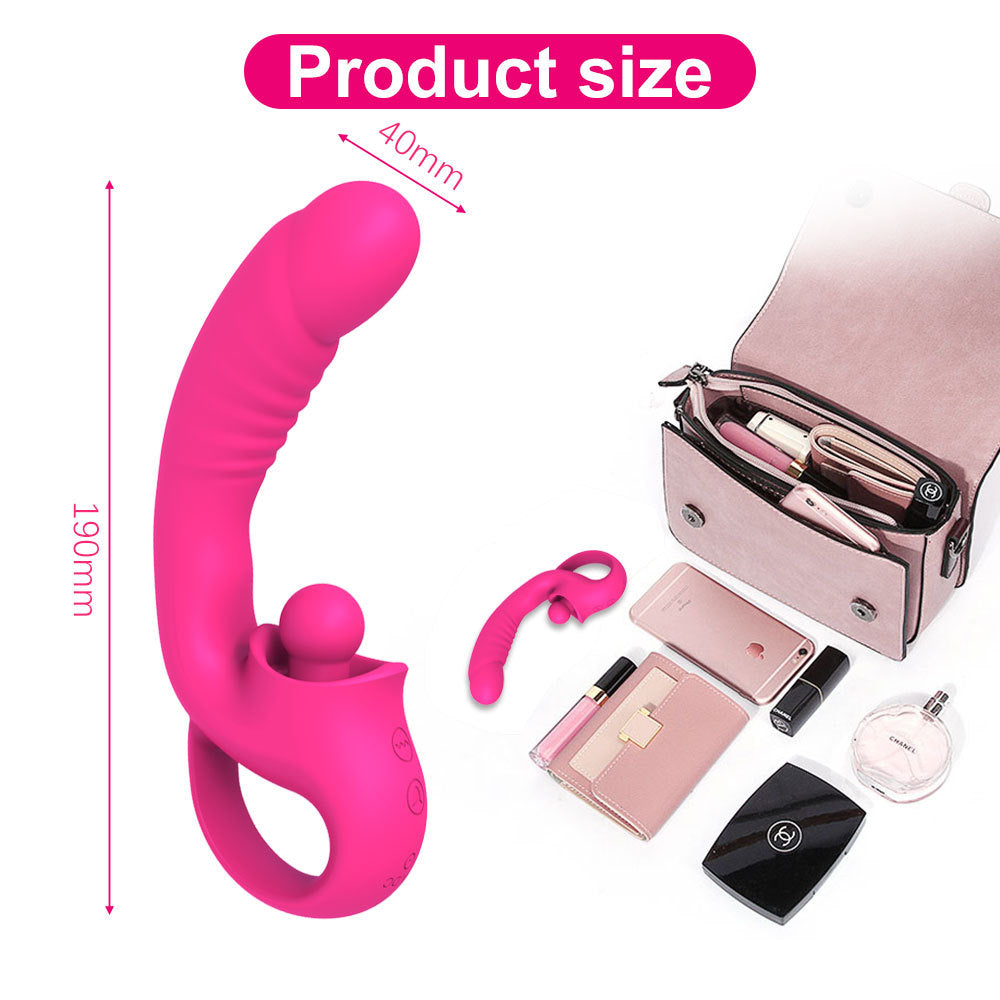 Nuevo Juguete Vibrador de Doble Motor de 10 Velocidades con Lengüeta para Mujeres