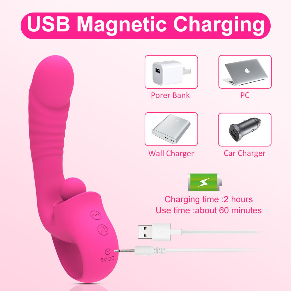 Nuevo Juguete Vibrador de Doble Motor de 10 Velocidades con Lengüeta para Mujeres